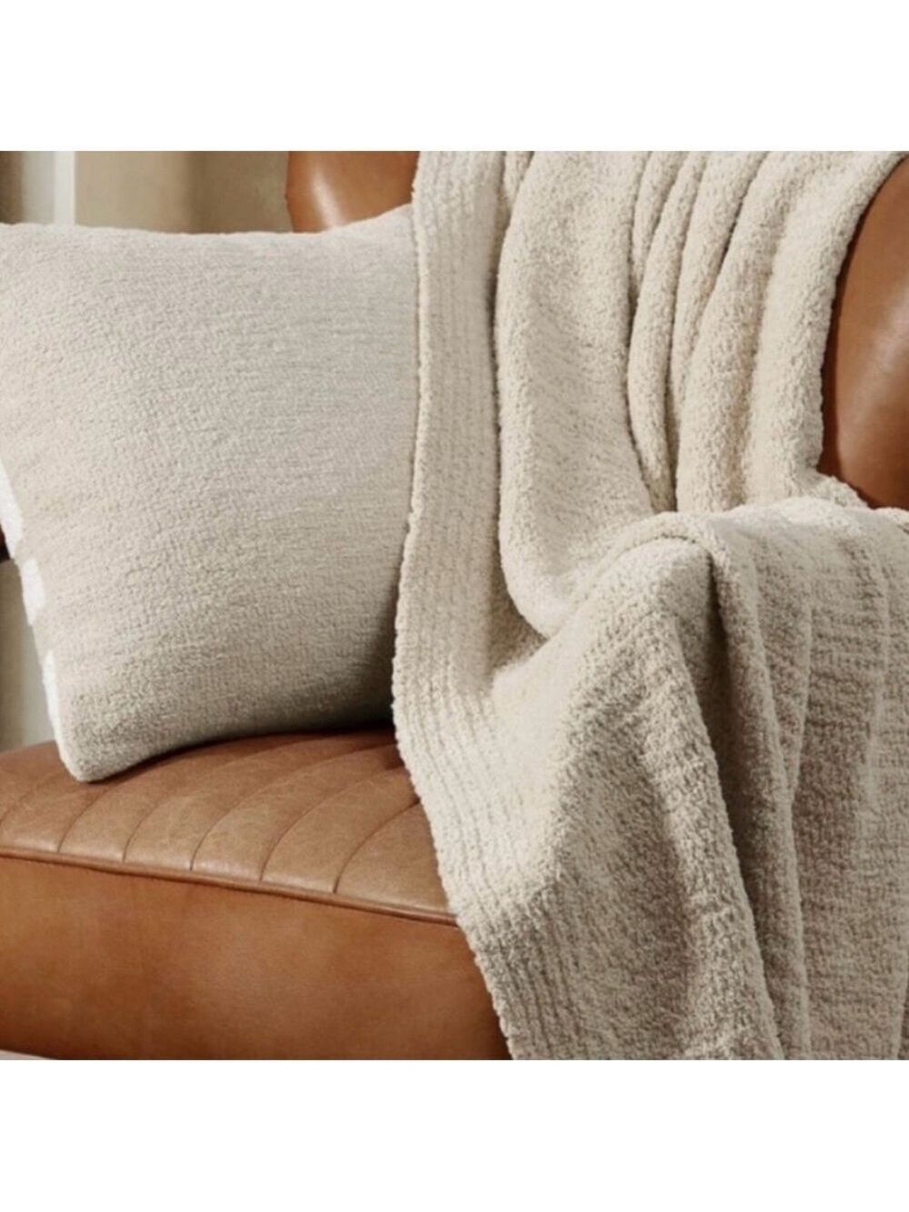 🤍 NEW Sunday Citizen Snug Lap Throw Blanket Ultra Soft Cozy Knit Cream/Beige 🤍